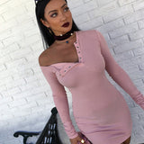 Sexy V-neck long-sleeved package hip dress