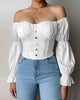 Pure Color Solid Color White One-Shoulder Top