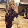 Sexy Round Neck Long-Sleeved Lace Package Hip Dress