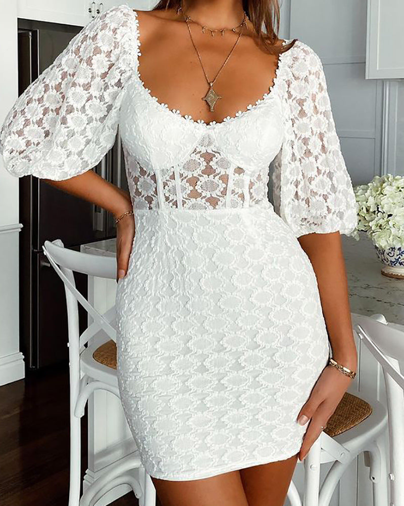 Casual Sexy White Short Sleeve Dress