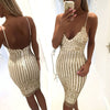 Sexy V collar sling bag hip fashion sequins dress