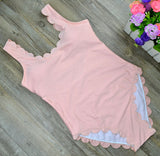 Fashion sexy hot scalloped vest type one piece bath suit Pink