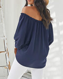 Sexy V-Neck Casual Long-Sleeved Solid Color Top