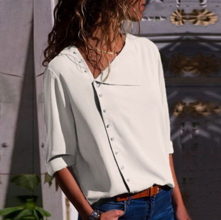 Fashion Irregular Button Long Sleeve Shirt