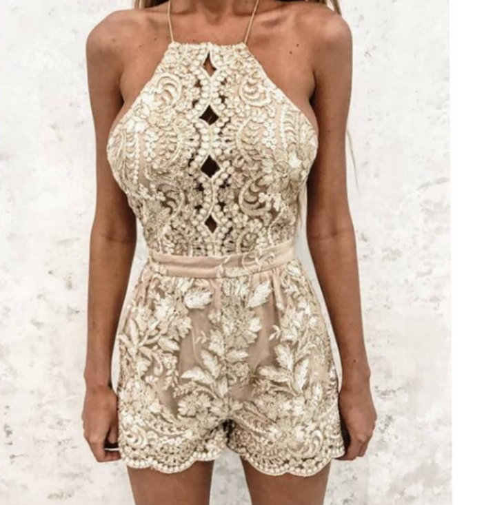 Sexy Embroidered Lace Sling Jumpsuits