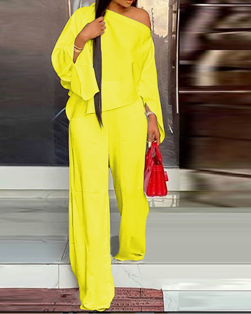 Solid Color Fashion Casual Two-Piece Suit