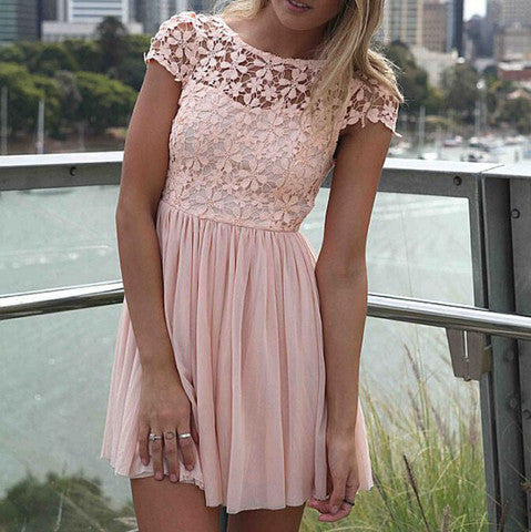 Sexy Long Sleeve Lace Stitching Dress