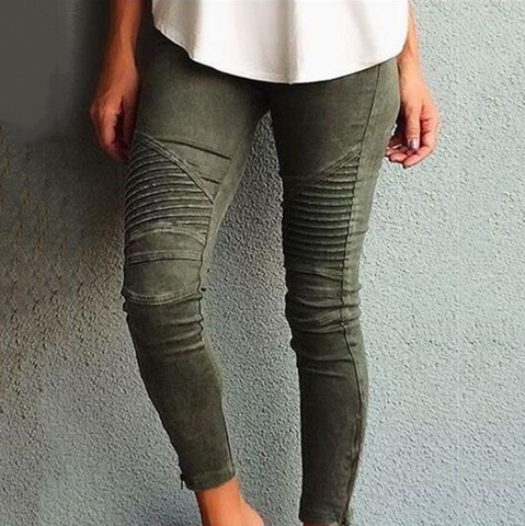 Casual Summer Women's Fashion Metal Patchwork Leather Pants