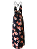 Backless Wrap Slit Maxi Floral Dress