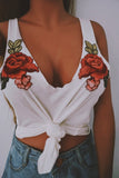 Sexy Fashion Flower Embroidery Tunic Shirt Top Blouse