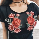 Round Neck Embroidery Short-Sleeved T-Shirt