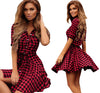 Design Red Plaid Short Sleeve Dress