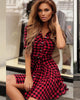 Design Red Plaid Short Sleeve Dress