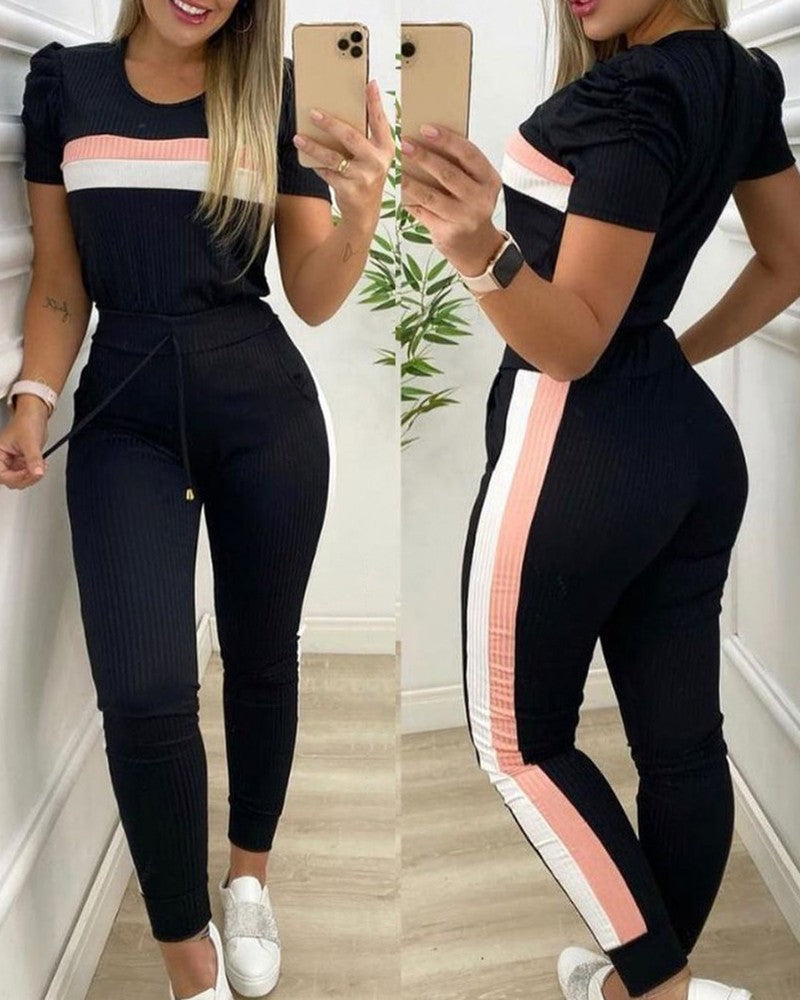 Women'S Sports Color Matching Casual Two-Piece Suit