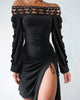 Women's Lace One-shoulder Long Sleeve Split Dress