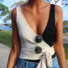 Solid Color V-Neck Vest T-Shirt