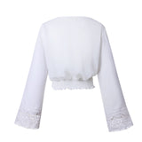Stylish Sexy Long Sleeve Lace Patchwork V-neck Tops T-shirts