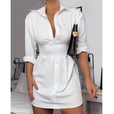White Sexy Bag Hip Short Sleeve Mini Dress