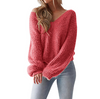 Women'S V-Neck Backless Loose Sweater