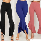Women'S Slim Irregular Ruffled Trousers