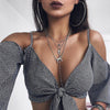 Women Tops V-neck Sexy Plaid Wrap Size SML