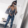 Women Tops V-neck Sexy Plaid Wrap Size SML