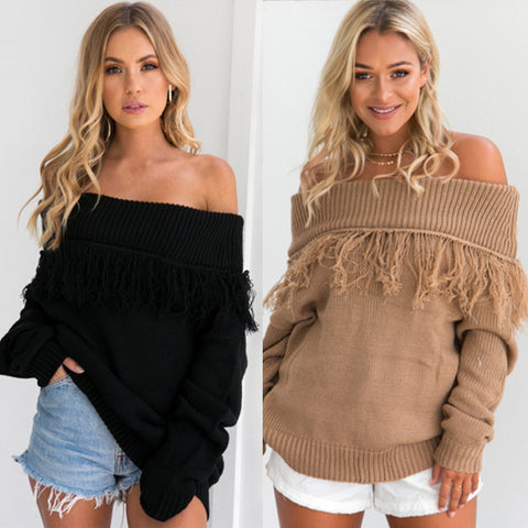 Backless Knitting Pullover Lace-up Oversized Sweater