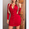 Slim Long Sleeve Split Dress