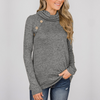 Solid Color High-Necked Long-Sleeved Buttons Sweater