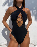 Black One-Piece Sexy Tight Swimsuit