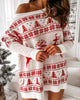 Round Neck Loose Jacquard Knitted Long Sleeve Dress