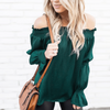 Fashion Halter Sexy Off-Shoulder Long Sleeve Top
