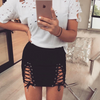 Sexy fashion Suede side lace up type hollow skirt