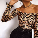 Cheetah Print Off The Shoulder Top