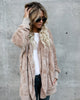 New Year Spring Faux Fur Teddy Bear Coat Jacket Women Fashion Open Stitch Hooded Coat Female Long Sleeve Fuzzy Jacket