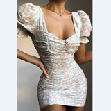 Printed Slim Sexy Short Sleeve Dress