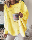 Solid Color Long-Sleeved Plus Size Knitted Sweater