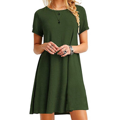 One-Shoulder Short Sleeve Printed Casual Dress