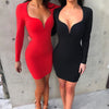 Women'S Long Sleeve Sexy V-Neck Dress