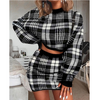 Solid Color Plaid Two-Piece Dress Set