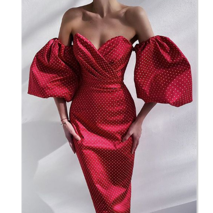 Women'S Sexy Polka Dot Print High Waist Dress