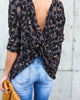 Sexy Halter Long Sleeve Leopard T-Shirt