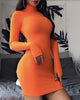 Slim Sexy High-Necked Long-Sleeved Package Hip Dress