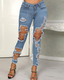 Casual Ripped Denim Jeans
