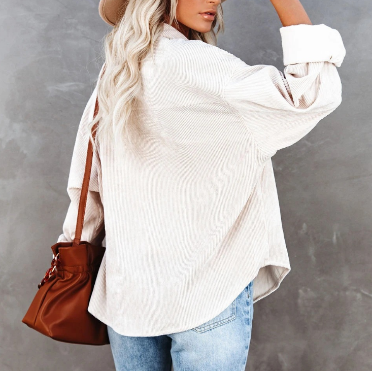 Solid Color Loose Women'S Long-Sleeved Shirt Top