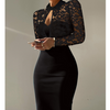 Women'S Lace Splicing Long Sleeves Tight Dress