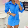 Solid Color Fashion Long-Sleeved Dress