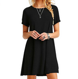 Women'S Solid Color Short-Sleeved Dress
