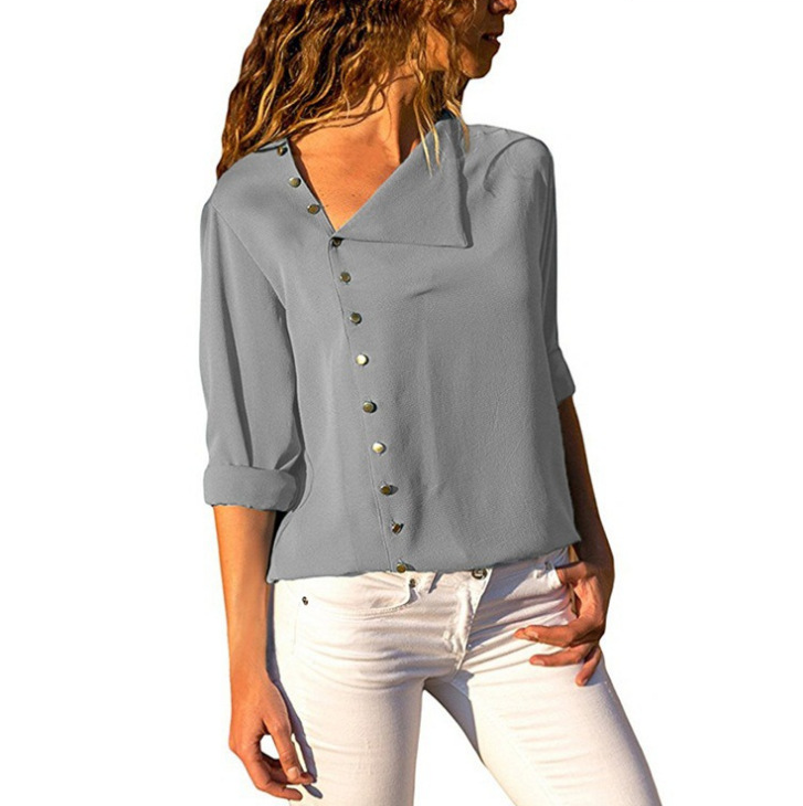 Fashion Irregular Button Long Sleeve Shirt