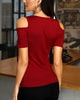 Sexy Solid Color Strapless Short Sleeve T-Shirt